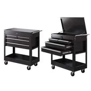 Garvee 4-Drawer Rolling Tool Chest, Heavy-Duty Steel Tool Box Cart with Lock, Garage Organizer Storage Cabinet with Drawers and Wheels, for Workshop, Warehouse, Repair Shop