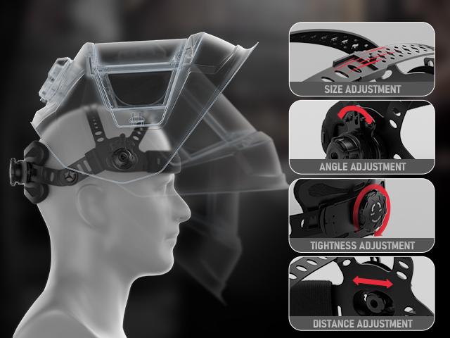 YESWELDER LYG-1980GK Panoramic True Color Auto Darkened Welding Helmet | 6 Sensors, Side Lens DIN5 & USB-C Charging | Wide Shade 5-9/9-13 Hood for MIG TIG Arc Grinding