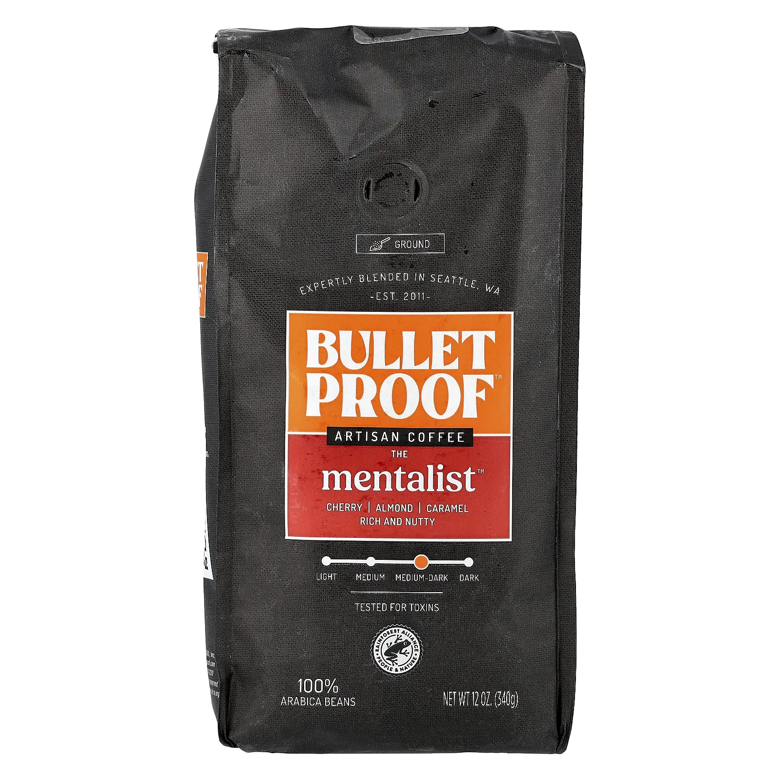 BulletProof Artisan Coffee, The Mentalist™, Ground, Medium-Dark Roast, 12 oz (340 g)