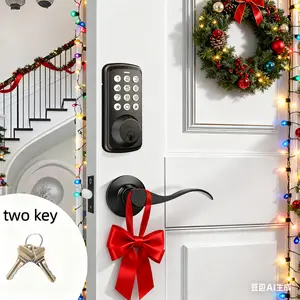 2-Door Knob Smart Lock Keypad Deadbolt Door Lock Set-Keyless Entry with Anti-Peeking Password, Auto Lock, and Easy Installation - Front Door Security Solution with Backlit Keypad Deadbolt Lock