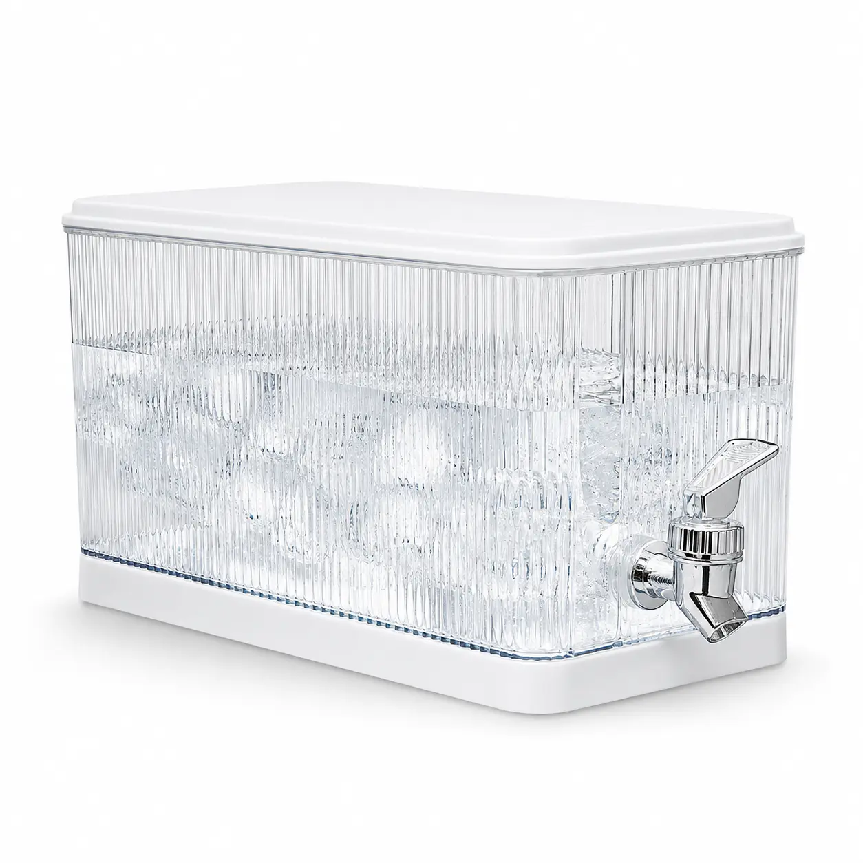 Transparent Beverage Dispenser with Spigot and Lid, Water Jugs, Rectangular Drinkware Dispenser for Water, Juice, Tea, Lemonade, Fridge and Party Use