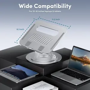 LIFELONG Adjustable Laptop Stand with 360 Degree Rotating Base Ergonomic Computer Stand for Desk Portable Foldable Riser Supports MacBook 10-16 Inches Universal Compatibility