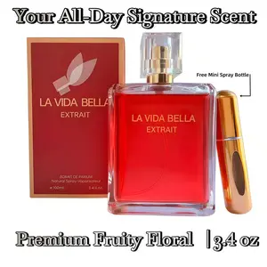 La Vida Bella Extrait 3.4oz Complex Floral Fruity Perfume with Free Spray Bottle WomensFragrance Long Lasting Floral Scent for Any Occasion