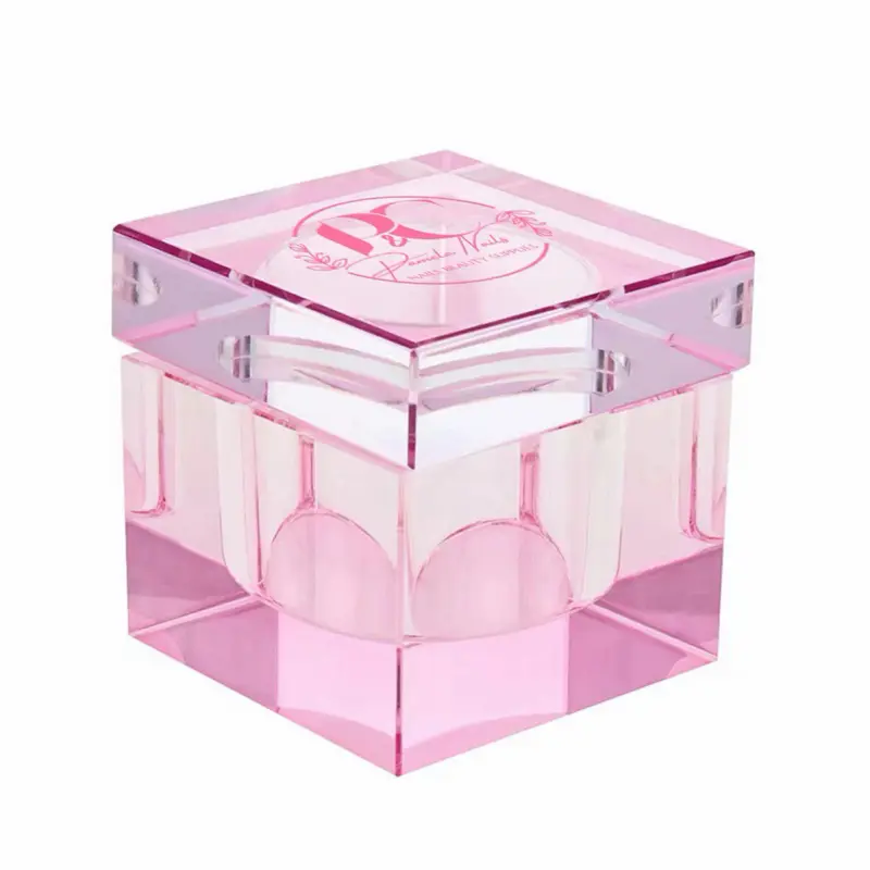 Pink Acrylic Cube  for liquid monomers- Elegant Design with Pink Lid