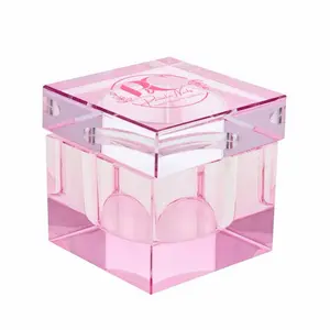 Pink Acrylic Cube  for liquid monomers- Elegant Design with Pink Lid