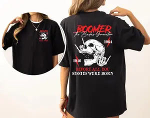 Personalized Year 1946-1964 The Badass Generation Baby Boomer shirt, Cool Skull Gen Boomer Shirt, Generation Boomer Shirt, Full Colors, Full Sizes, For Men, For Women