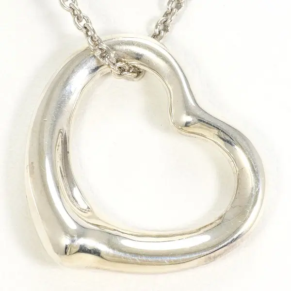 Pre-owned Tiffany & Co. Sterling Silver 925 (Ag925) Small Leather Goods Tiffany Open Heart 925 Silver Necklace