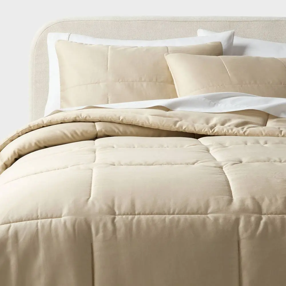 King Performance Sateen Comforter and Shams Set Natural - Threshold King Performance Sateen Comforter and Shams Set Natural - Threshold