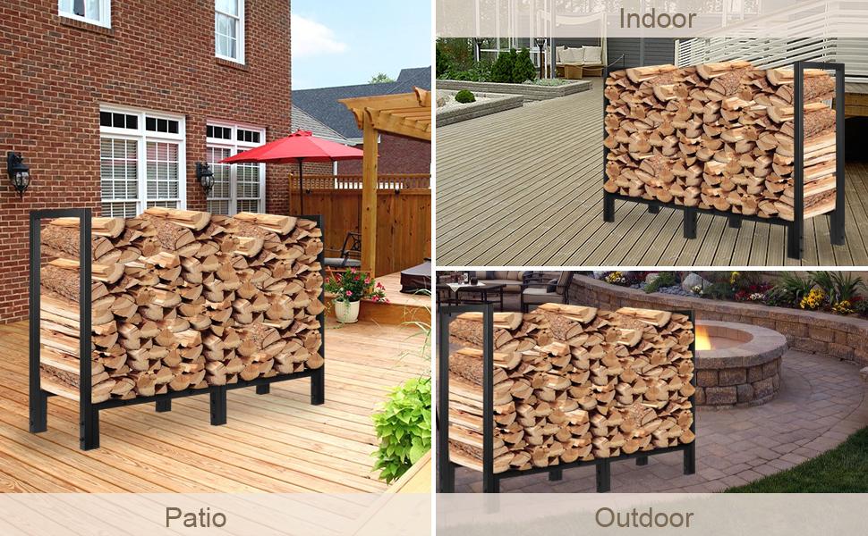 4ft Heavy Duty Firewood Storage Rack with Kindling Holder for Indoor Outdoor Home Garden Patio Wood Rack for Fireplace, Fire Pit, Woodstove 4ft Heavy Duty Firewood Storage Rack with Kindling Holder for Indoor Outdoor Home Garden Patio Wood Rack for Fireplace, Fire Pit, Woodstove