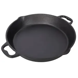 12-inch Pre-Seasoned Cast Iron Skillet with Dual Helper Handles Safe for Grilling Stovetop Induction and Oven Cooking Versatile Heat Retention Nonstick Seasoning