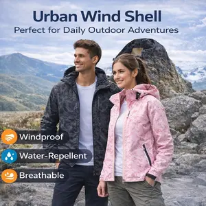 Multicolor Camouflage Hooded Windbreaker Jacket, Waterproof Breathable Coat, Daily Commute Outdoor Casual Top, Mesh Lining for Comfort