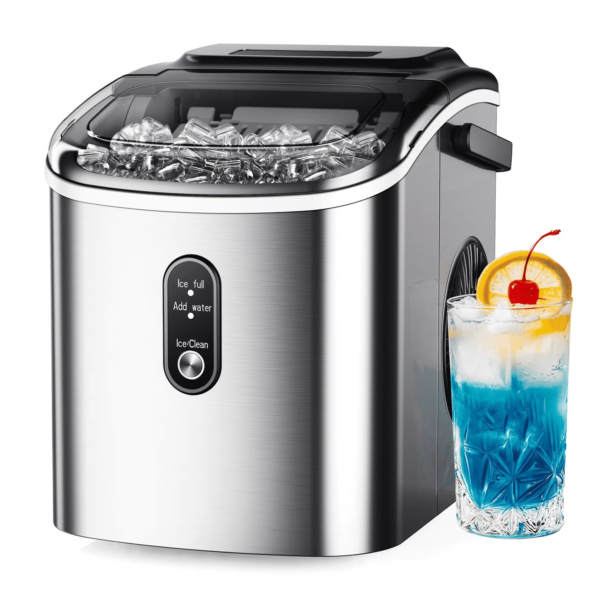 Simzlife Countertop Portable Ice Maker with Handle, Basket, Scoop, 9 Bullet Ice in 6 Mins, 26Lbs/24H Self-Cleaning Household Kitchen Specialty Appliance