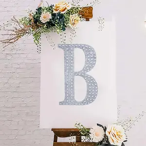 Decorative Rhinestone Alphabet "B" Letter Stickers 8", Silver Glitter Adhesive Craft Letters - DIY Sparkle Embellishments