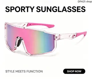 Colorful PA Frame Semi-Rimless Cycling Glasses, Windproof UV400 Sports Sunglasses for Outdoor Activities Like Cycling, Fishing & Mountain Biking