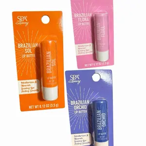 Moisturizing Brazilian Lip Butters, Brazilian Orchard,Brazilian Flora or Brazilian Sol, net wt 0.12oz (3.5g) lip balm