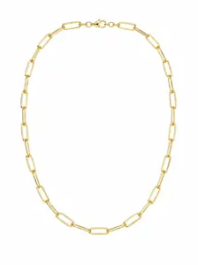 Women's Minimalist Gold Plated Paperclip Chain Necklace - Dainty Layering Choker, Old Money Style Everyday Costume Jewelry, Trendy Gift for Her