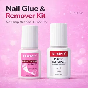 7ML Fast-Drying Nail Glue & 10ML Magic Remover Set, Strong Long-Lasting Adhesive for Artificial Nails, Novice-Friendly, Quick LED Gel Remover, Gentle No-Soak No-Wrap Formula, Ideal for Home & Salon Nail Art Tools