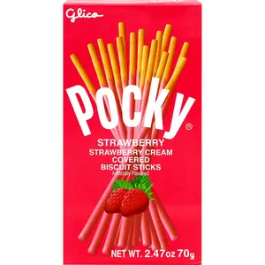 Pocky Glico Strawberry Flavored Fruit Biscuit Sticks, Creamy Crunchy Stick Snack, 70g (2.47oz), Fruity, Snacks, Food Pocky Glico Strawberry Flavored Fruit Biscuit Sticks, Creamy Crunchy Stick Snack, 70g (2.47oz), Fruity, Snacks, Food