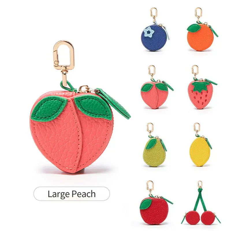 Fruit Shape Cherry Design Fruit Charm Coin Purse Blueberry Peach Cute Key Chain Mini Pouch Wallet Gift For Airtag Girl Women bag charms purse charms bag charm purse accessories cherry charm for bag