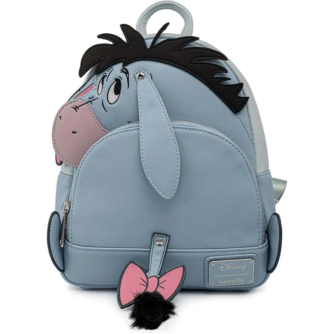 Loungefly Disney Eeyore Cosplay Mini Backpack, Women's Faux Leather & Faux Fur Stylish Daypack with Animated Face, Backpacks For Women, Casual Printed Backpack, Pu Leather Backpack