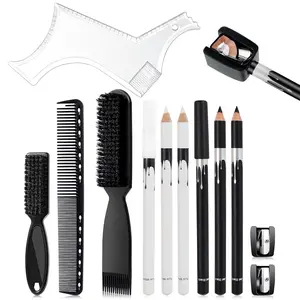 12Pcs Beard Shaper Tool Kit White Black Barber Pencil Set Magic Hairline Pencils for Lineup Beard Shaping Guide Pen with Sharpener Barber Chalk for Men Hair Makeup Design - Home Improvement.