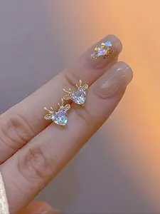 1 Pair Pretty Cubic Zirconia Stud Earrings For Women For Wedding Engagement Anniversary Party Jewelry Christmas Day Gift