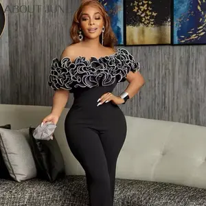 Charming Feminine Jumpsuit, Ruffle Trim - Women's Cargo Pants, Pleated Design and Versatile Fit