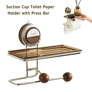 No-Drill Suction Cup Toilet Paper Holder with Phone Tray | Heavy Duty Stainless Steel Paper Towel Holder | Waterproof & Removable for Bathroom, Kitchen & RV