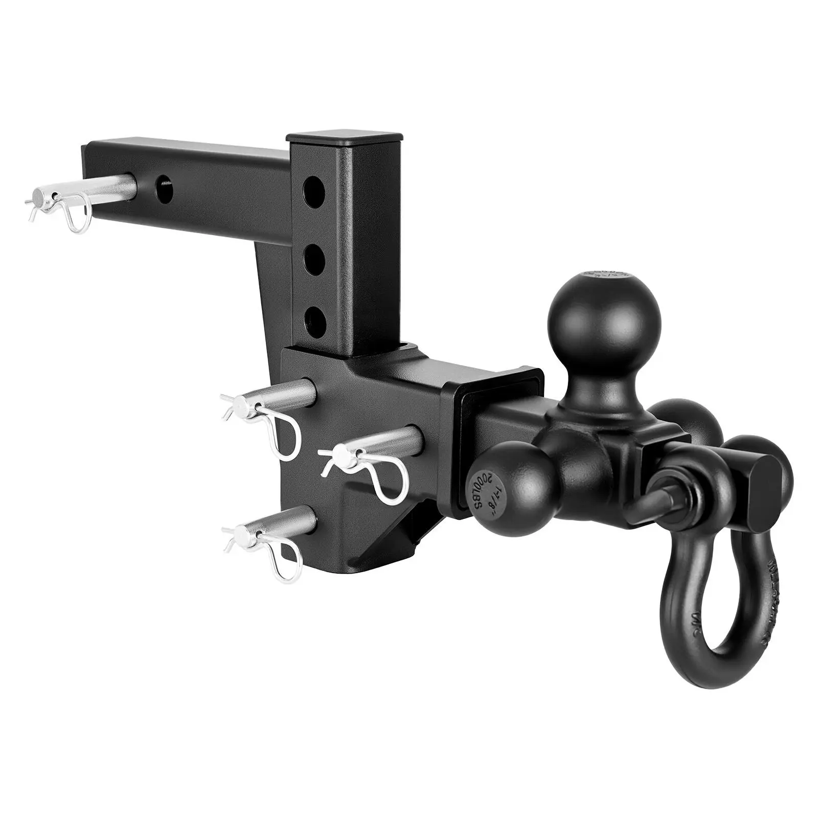 【summerfinds】VEVOR Trailer Hitch Tri Ball Mount with D Shackle, Fit 2 Inch Receiver, 1-7/8 Inch, 2 Inch and 2-5/16 Inch Balls, 10000 lbs GTW, 6 Inch Drop, Towing Hitch for RVs, Off-Road Vehicles and Trucks