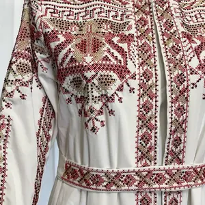 Three Piece Palestinian Abaya with Intricate Embroidery and Traditional Design with Tatreez design