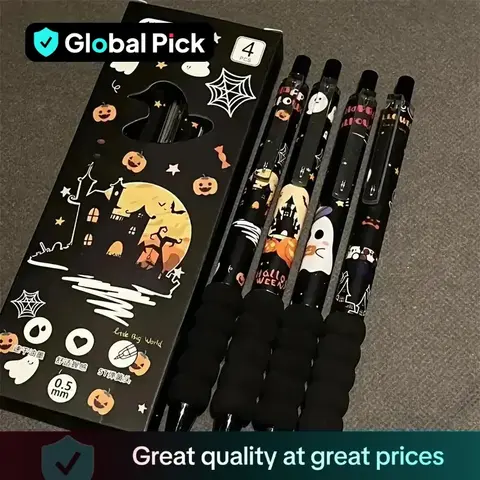 Halloween Theme Gel Pens Set, 0.5mm Tip Diameter, Ghost Pumpkin Witch Hat Designs, Classroom Rewards Back to School Gifts, Stationery Supplies