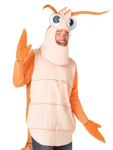 Rasta Imposta Shrimp Costume Tunic with Claws and Headpiece, Unisex Adult fits up to Men's Large