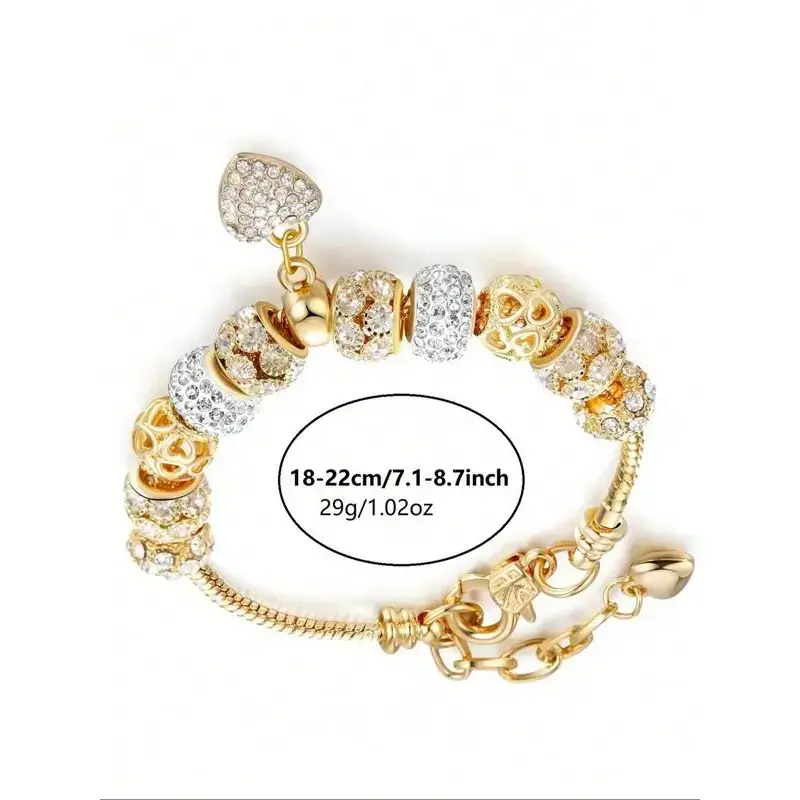 Summer 2024?Rhinestone Decorated Heart Charm Bracelet, Elegant All-match Jewelry for Girls Gift, Female Classic Fashion Accessories for Daily Wear Summer 2024?Rhinestone Decorated Heart Charm Bracelet, Elegant All-match Jewelry for Girls Gift, Female Classic Fashion Accessories for Daily Wear