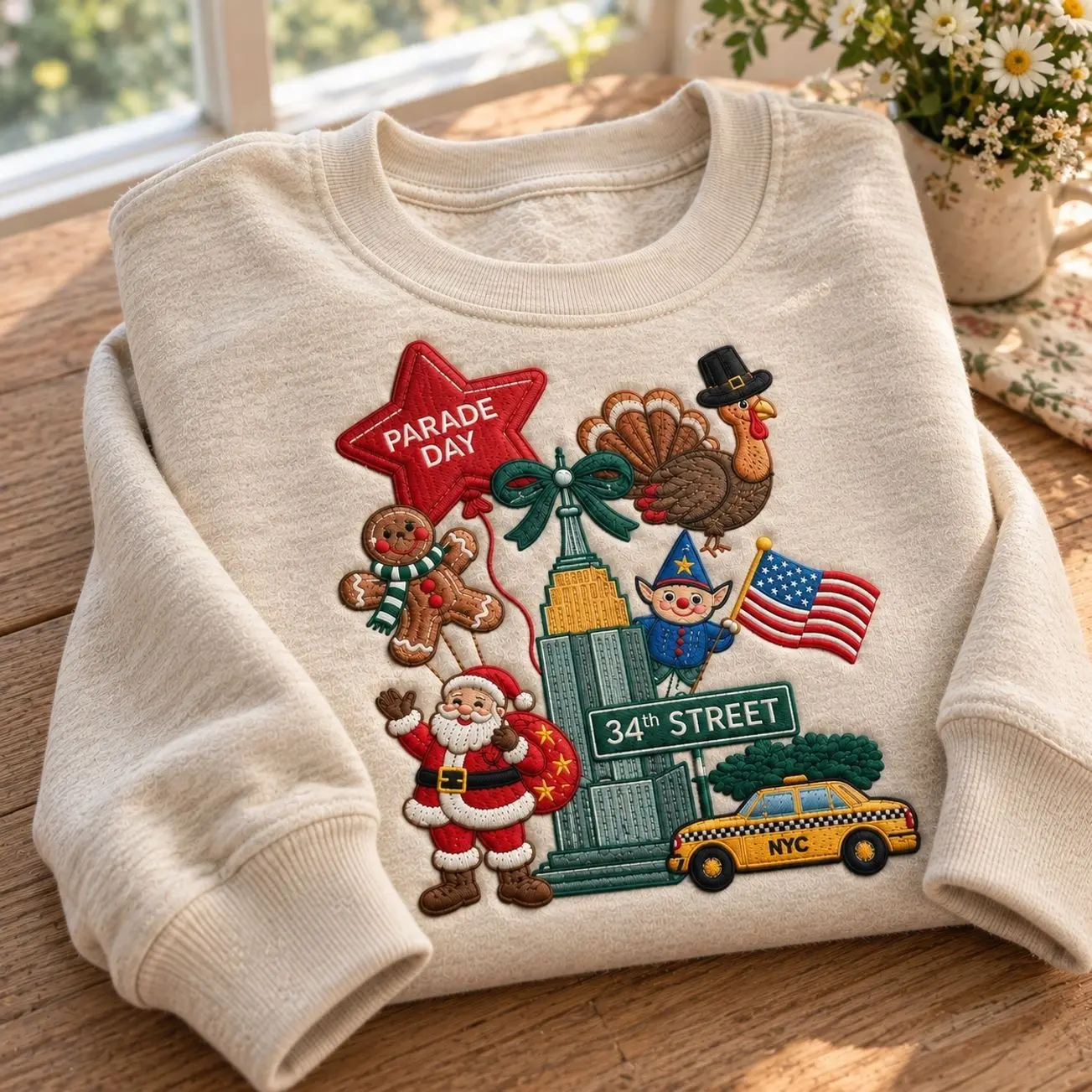 Parade Day Embroidered Sweatshirt, New York City Thanksgiving Day Sweatshirt