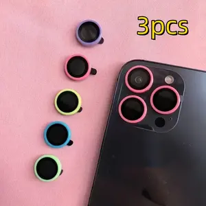 3pcs Night Glow Ceramic Eagle Eye Phone Lens Film, Pure Color Phone Lens Protection, HD Scratch Resistant, Multiple Colors Available, Smartphone Camera Accessories
