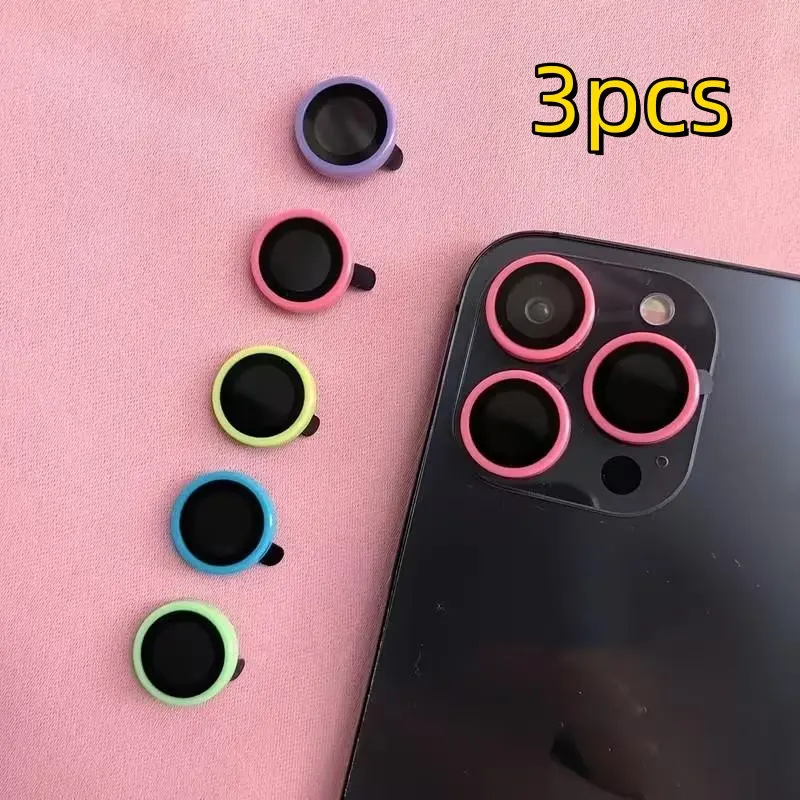 3pcs Night Glow Ceramic Eagle Eye Phone Lens Film, Pure Color Phone Lens Protection, HD Scratch Resistant, Multiple Colors Available, Smartphone Camera Accessories, Cellphone Accessories