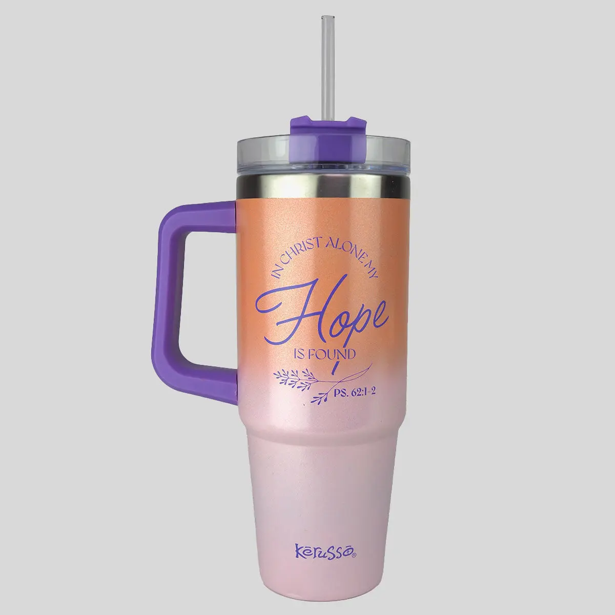 Kerusso 30 oz Stainless Steel Vacuum Flask Mug with Plastic Lid, Straw, Holographic Hope Design for Coffee, Outdoors, Adults