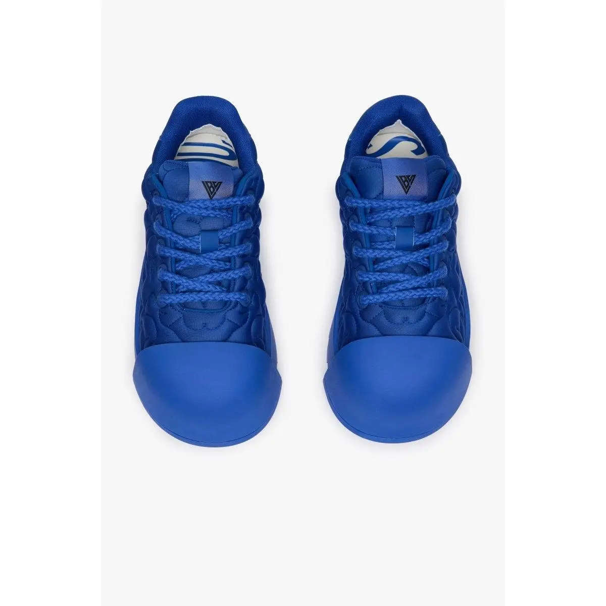Men's Oversized Sneaker, Goliath "Brain" Neoprene Casual Trainers with Padded Embroidery and Sculptural Sole - Electric Blue, Footwear, Bold Mindset, Front Lace-Up Closure, Oversized Silhouette
