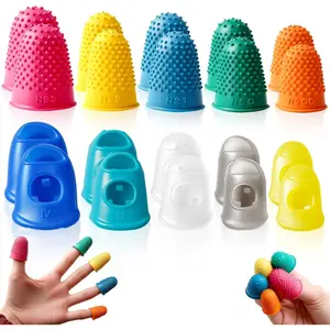 20 Pcs Rubber Thimble Tips Covers, Finger Protectors in 5 Colors and Sizes, Reusable Rubber Fingers Tips for Quilting, Knitting, Embroidery, Paperwork & Crafts