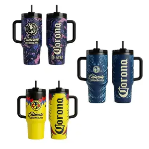 Retro Mexico Soccer Fan 40oz Tumbler with Handle & Straw Lid | National Football Team Inspired Travel Mug | Insulated Cup Gift for Futbol Supporters