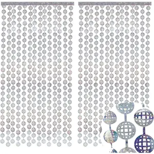 Disco Party Decorations - 2 Packs Silvery Disco Ball Disco Foil Fringe Streamers Curtains for Bachelorette, Birthday Backdrop Decorations,School Prom 80s Party Decorations (3.3x6.6 ft)