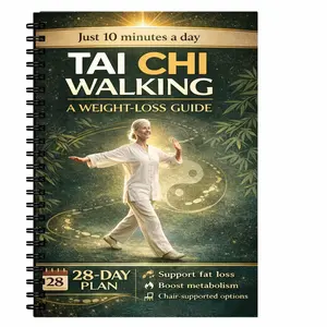 Tai Chi Walking Training Book, 28-Day Fat Loss Plan, A5 Fitness Guide Notebook, Low-Intensity Exercise Manual for Middle-Aged and Elderly