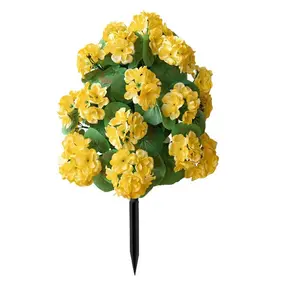 Spring realistic pink/red peony flowers with green leaves - UV-resistant, Decorative artificial flowers with ground pins, durable plastic/indoor garden stake, suitable for decoration of weddings, patios, lawns and balconies, Outdoor Fake Flowers