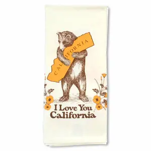 California Bear & Poppy Tea Towel
