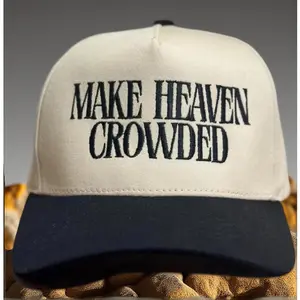 MAKE HEAVEN CROWDED TwoTone Trucker Hat Embroidered Christian Cap Adjustable Snapback Faith Gift Stylish Fashionable Trend Bold Popular style baseball cap