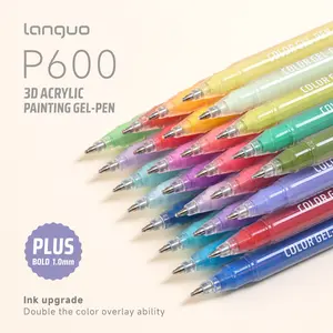 54 Colors 3D Colorful Stylo Gel Pens Set, Assorted Medium Point 1.0mm, Acrylic Paint Markers, Smooth Writing, Perfect for Coloring and Sketching