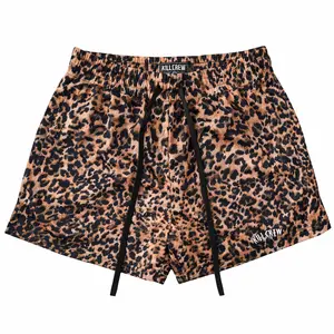 Kill Crew Leopard Print Mesh Shorts Unisex Muay Thai Oversized Gym Workout Streetwear Casual Loose Fit Men Women All Season
