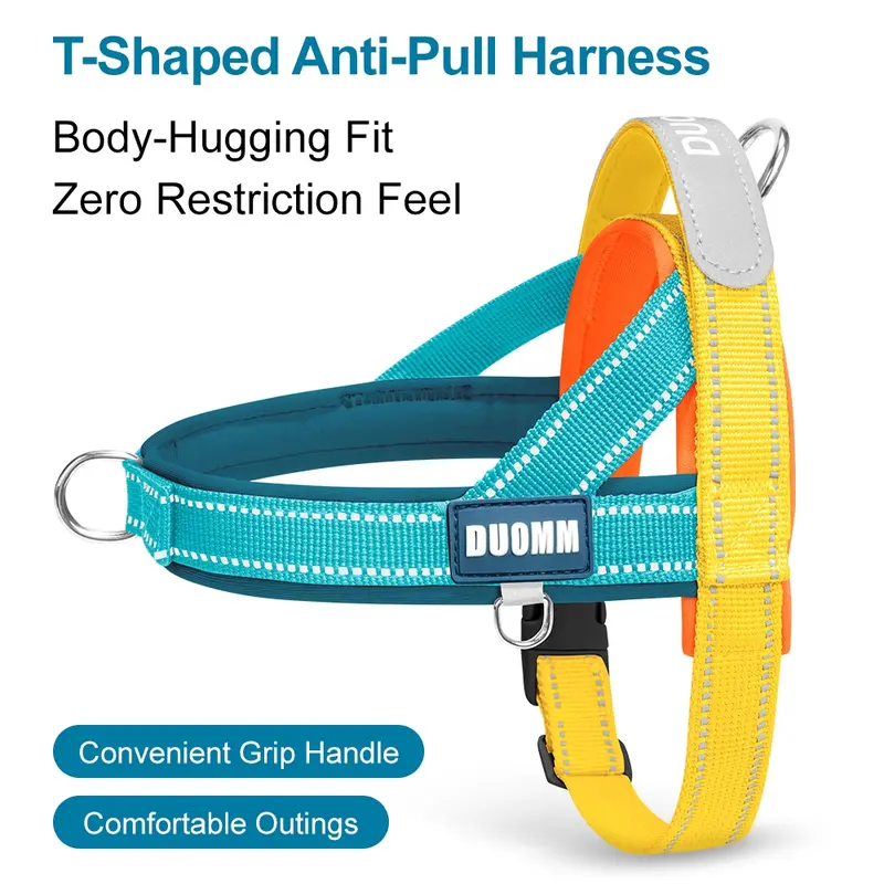Dopamine Color Matching Dog Chest Strap, Puppy Escape Proof Harness, Reflective Adjustable Pet Harness with Padded Handle, Durable Nylon for Small and Medium Dogs, Easy Walking
