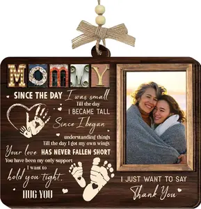 Personalized Wooden Picture Frame Ornament for Mom - Perfect Mother's Day Gift from Daughter or Son, Unique Grandma Gift, Birthday Keepsake, Hanging Car Decor, Cherished Memories Display Tiny Detalles