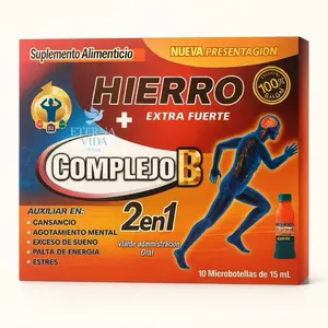 Hierro con Complejo B Ampoyeta Antioxidants Supplement - 10 Microbotellas de 15 mL - Energia
